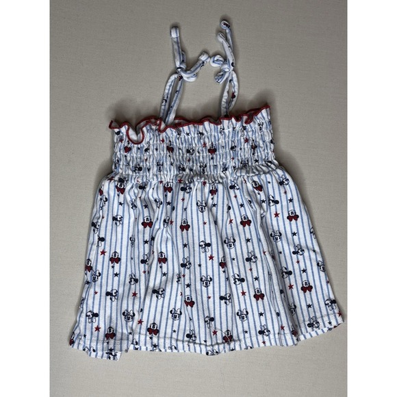 Disney Baby Girls Bow Strap Smocked Minnie Mouse Sleeveless Dress White 6-9 Mths - Picture 2 of 9